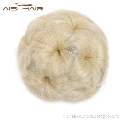 Aisi Hair 9 Flower Gold Plastic Comb Synthetic Fiber Hair Extension Curly Claw On Ponytail Chignon Bun Hairpieces For Women